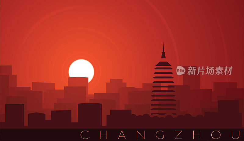 Changzhou Low Sun Skyline Scene